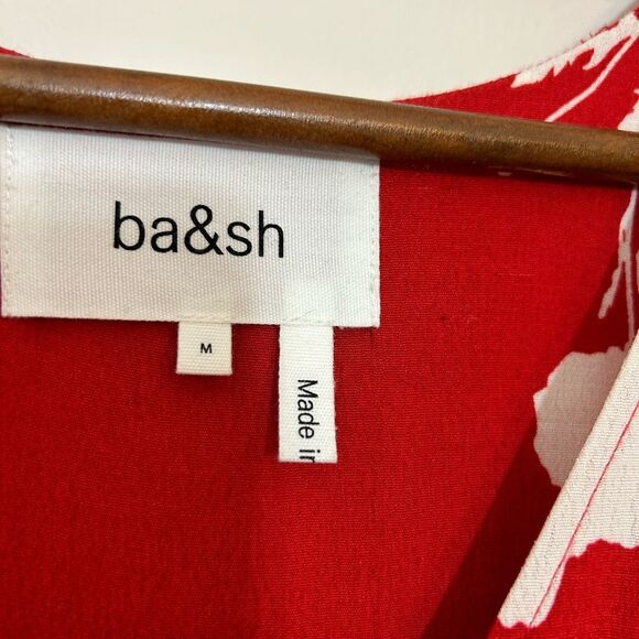 Ba&sh Paule Tiered Floral Midi Dress Medium Red Ruffle V-Neck - Picture 8 of 10